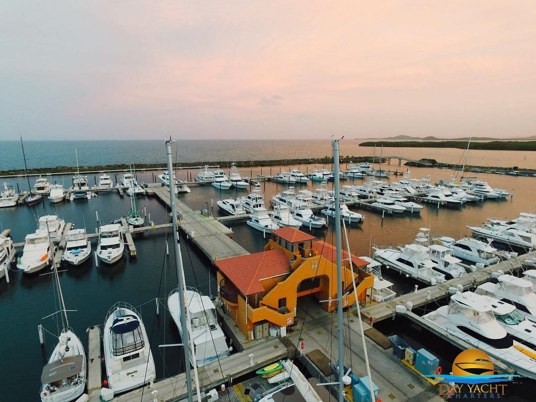 Guests swimming off the yacht swim platform, Puerto del Rey Marina Fajardo